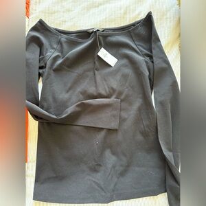 Banana Republic Black Long Sleeve Boatneck Top